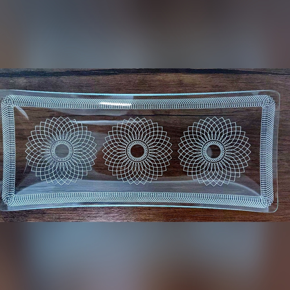 Svend Jensen MCM Vintage Spirograph Design Glass Serving Tray
